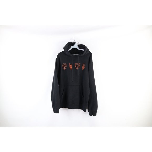 Vintage Other - Streetwear Mens Small Faded Dolan Twins Skull Skeleton Hoodie Sweatshirt Black